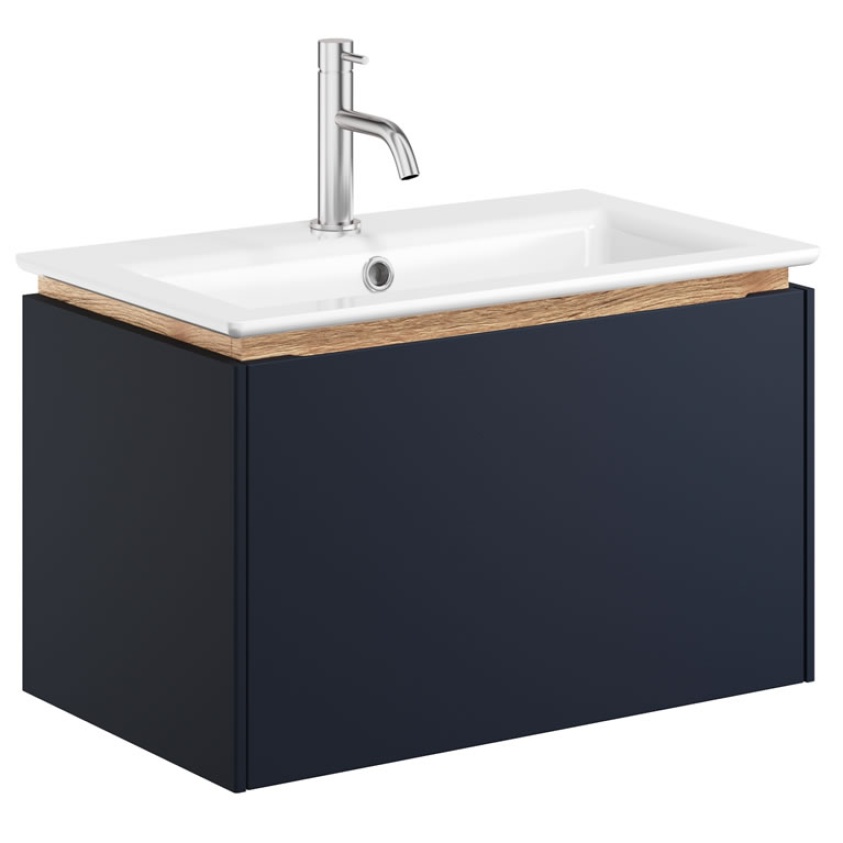 Cutout image of Crosswater Mada 600mm Deep Indigo Blue Wall-Hung Vanity Unit & Basin